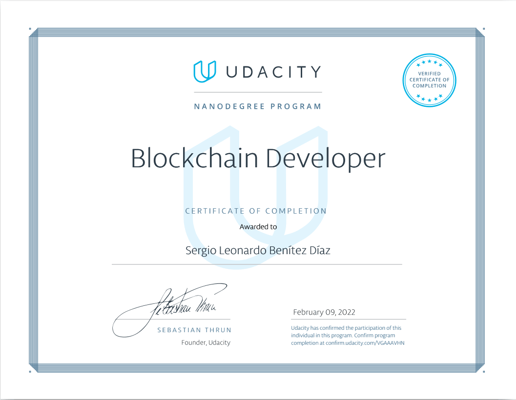 Blockchain Developer Nanodegree logo